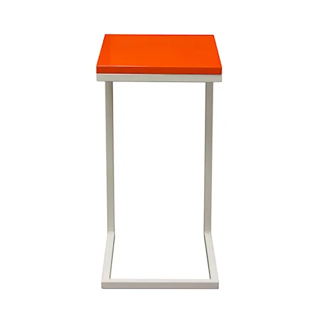 Sleek Metal Frame Accent Table with Gloss Top & Metal Frame